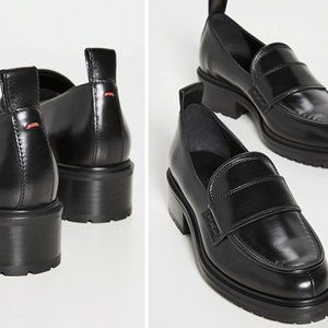Aeyde Black Leather Chunky Lug Sole Loafers, Black Size 39 (9)